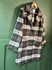 New Wool Blend Brushed Plaid Cozy Oversized Coat W One Button Patch Pockets M