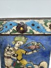 Antique  Armenian Iznik Islamic Glazed Hunting Scene Falconer Art Tile 9 5  X 5 