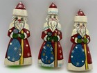 Handpainted Russian Santa Ornaments Handmade W Tags Set Of 3 Vintage 5in X 2in