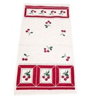 Vintage Startex Red   White Cherry Print Linen Tea Towel 18x28 Granny Country 