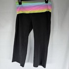 Vintage Y2k Victorias Secret Pink Yoga Pants S Rainbow Foldover Rhinestone Black