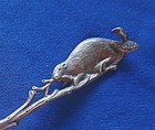 Sterling Antique Figural Beaver  Bowl Indians In Canoe Shooting The Rapids Spoon