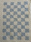 Handmade Baby Crib Quilt 1940s Blue Checkerboard Heirloom Hand Quilted Cotton