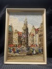 Framed Needlepoint Tapestry German Village