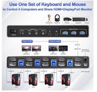 Usb 3 0 Displayport hdmi Kvm Switch 2 Monitors 4 Computers  4k 60hz Kvm Switc   