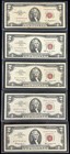 U s  1953  1963  2 Red Seal Bank Notes W  Star Note - Group Of 5