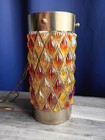 1960s 70s Vintage Amber Swag Lamp Hanging Mcm Mid Century Modern Yellow Orange 