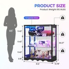 Glass Display Cabinet With Rgb Lights   Adjustable Shelves  3-tier Display Case