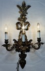 Antique Vintage French Louis Xv Style Bronze Brass Wall Sconce 3light Tri Branch