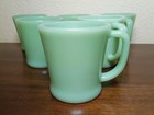 Set Of 6 Vintage Fire King Green Glass Jadite Jadeite D Handle Coffee Cups Mugs