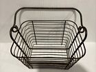 Antique Vintage 8 5   x6 5   x6    Metal Egg Basket W  Swing Handle Rectangle