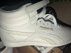 Vtg Aesthetic Reebok Freestyle Hi Muted Chalk Gold Leather Hi-top Sneaker Women
