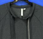 Green Tea Charcoal Gray Drawstring Slit Neckline Pouch Pocket Sweatshirt Top M
