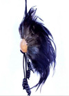 Hawaiian Design 1  Kamani Nut Ikaika Warrior Helmet Car Decor Black Feathers