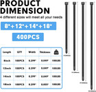 400pcs Black Zip Ties Assorted Sizes 8   18in  100lb Heavy Duty Nylon Cable Ties