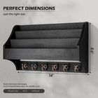 Pine Wood Wall Key Holder 3-tier Mail Slots Home Storage Black