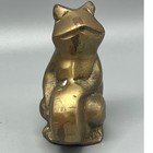 Vintage Brass Frog Playing Tambourine drum Paperweight Decor