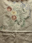Vintage Embroidery Dresser Scarf Runner Pink Crochet Edge