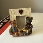 Teddy Bear Family Heart Motif Resin Photo Frame  Brown Beige Yellow  Freestandi   
