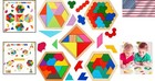 Family-friendly Tangram Brain Teaser - 5 Colorful Wooden Puzzles For All Ages