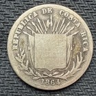 1864 Costa Rica 25 Centavos Silver Rare Key Date Small 25   Cleaned 