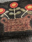 Primitive Hand Hooked Rug  basket Of Flowers 