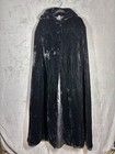 Vintage Midcentury Black Velvet Opera Cape Hooded Gothic Glam Theater Witchy