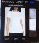 Banana Republic Women s Ribbed Crewneck T-shirt  3-pack bk white heathered Gray