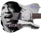 The Rolling Stones Mick Jagger Facsimile  Signed Graphics Photo Guitar
