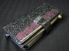 Samsung Z Fold 3 Wallet Card Slot Phone Case With Magnet Band With Pink Flowers