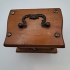 Vintage 70   s Wooden Coaster Set With Wood Case And Metal Handletaiwan 8 Coasters