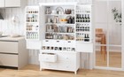 Large Kitchen Pantry Cabinet Wooden Storage Cupboard White Pine 7 Drawers