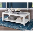 Cordero Wood And Glass Top White Coffee Table With Shelf Storage