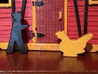 Antique Primitive Folky Folk Tramp Art Handmade Wood Barn   Farmer  Chicken Aafa
