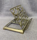 Vtg Solid Brass Stand Book Music Bible Cookbook Holder Adjustable Folding Rack