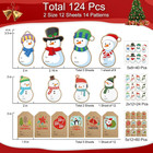 124 Pcs Christmas Gift Tags Stickers  Kraft Self-adhesive Christmas Name Labels 