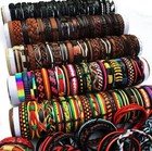 100pcs Wholesale Wristbands Retro Handmade Genuine Leather Surfer Cuff Bracelets