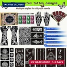 Temporary Tattoo Stencils Kit - Reusable 12 Large Sheets  78 Unique Designs - 6