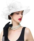 Women Organza Cloche Bowler Hat Derby Fascinator Tea Party Bridal Wedding Hat