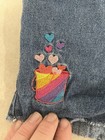 Vintage Care Bears Size 4t Jean  Shorts Embroidered Rainbow Hearts Youth Kids