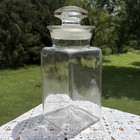 Antique Clear Glass Square Apothecary Jar Kitchen Canister With Lid 11  Tall