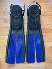 Atomic Aquatics Open Heel Splitfins Xl Blue Black Scuba Diving Snorkel Fins Pair