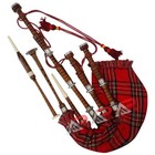 Great Highland Sheesham Wood Bagpipe Scottish Natural Silver Mount Tutor Book 