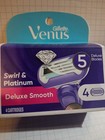 Gillette Venus Delux Smooth Swirl   Platinum 5 Blades 4-cartridges New 
