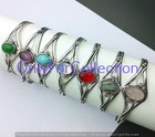 Entique   garnet   Mix Gemstone Cuff Bangle 925 Sterling Silver Plated Lot 10pcs