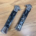 9 tactical Marble Black Spring Assisted Open Blade Folding Pocket Stiletto Knife