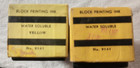 Lot 2 Milton Bradley 9141 Block Printing Ink Yellow Blue Linoleum Vintage Htf