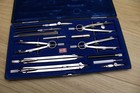 Vintage K e Keuffel Esser Drafting Compass Instrument Set Blue Velvet Case