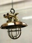 Ship Salvaged Brass Bulkhead Ceiling Light  Original Nautical Wiska Hanging Lamp