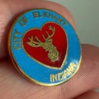 City Of Elkhart Indiana Elk Heart Seal Enamel Lapel Pin Badge